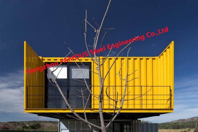 Rumah Prefabrikasi Wadah Hidup Mewah Modular Dengan Dinding Kaca 0