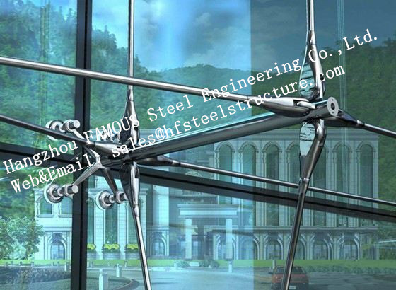 Stainless Steel Fin Sepenuhnya Spider Fitting Frameless Glass Curtain ...