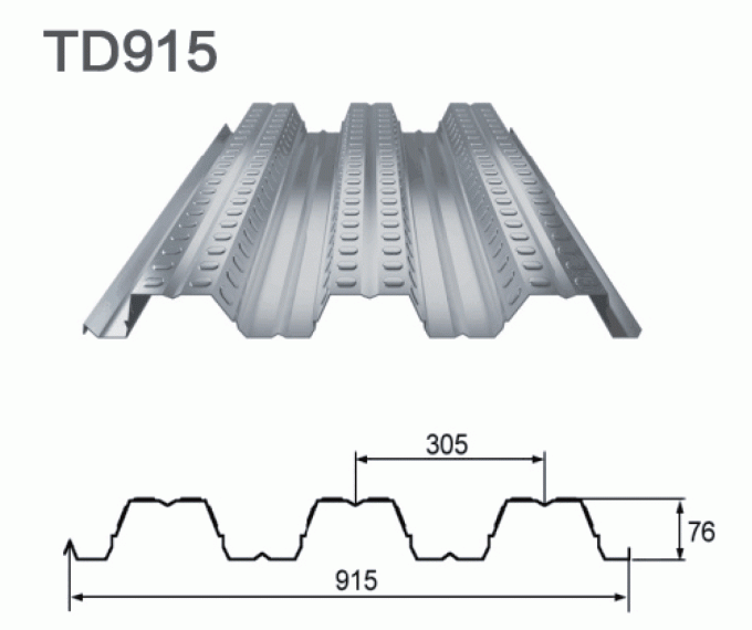 Galvanized 1.2mm tebal baja Deck System Komposit lantai dek Konstruksi 0